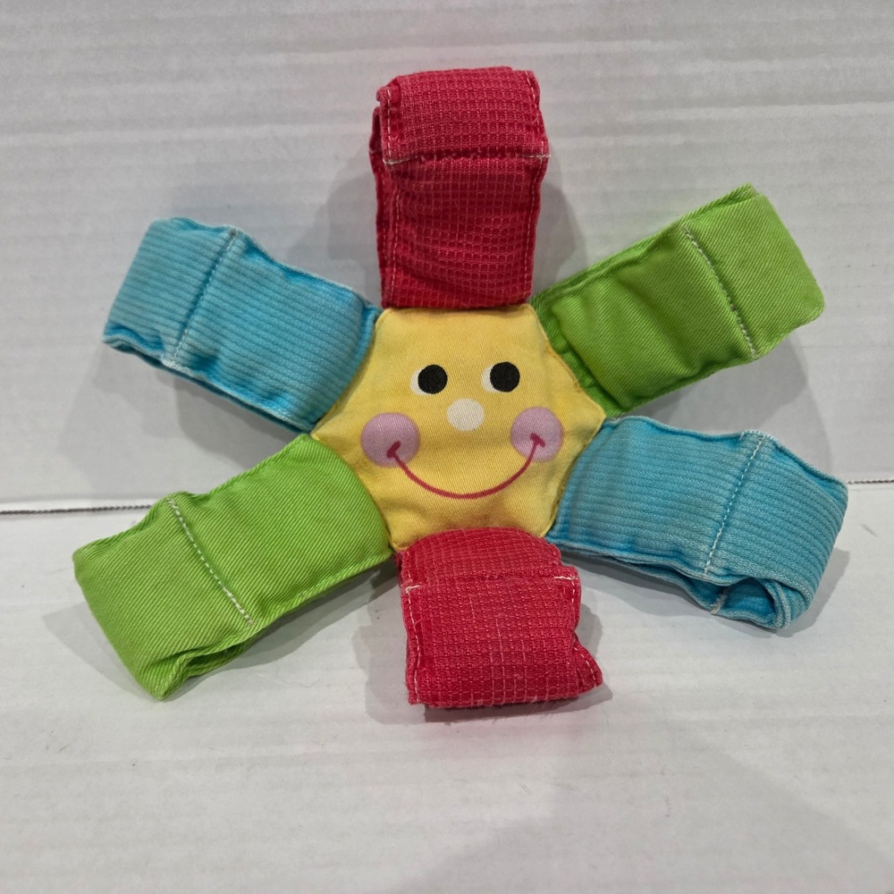 Vintage Fisher-Price Funflower Plush Toy 410 Smiley Face Multi-Color Sensory